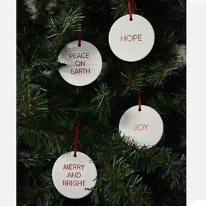 Hearth and Hand Magnolia Porcelain Christmas Ornaments Set of 4